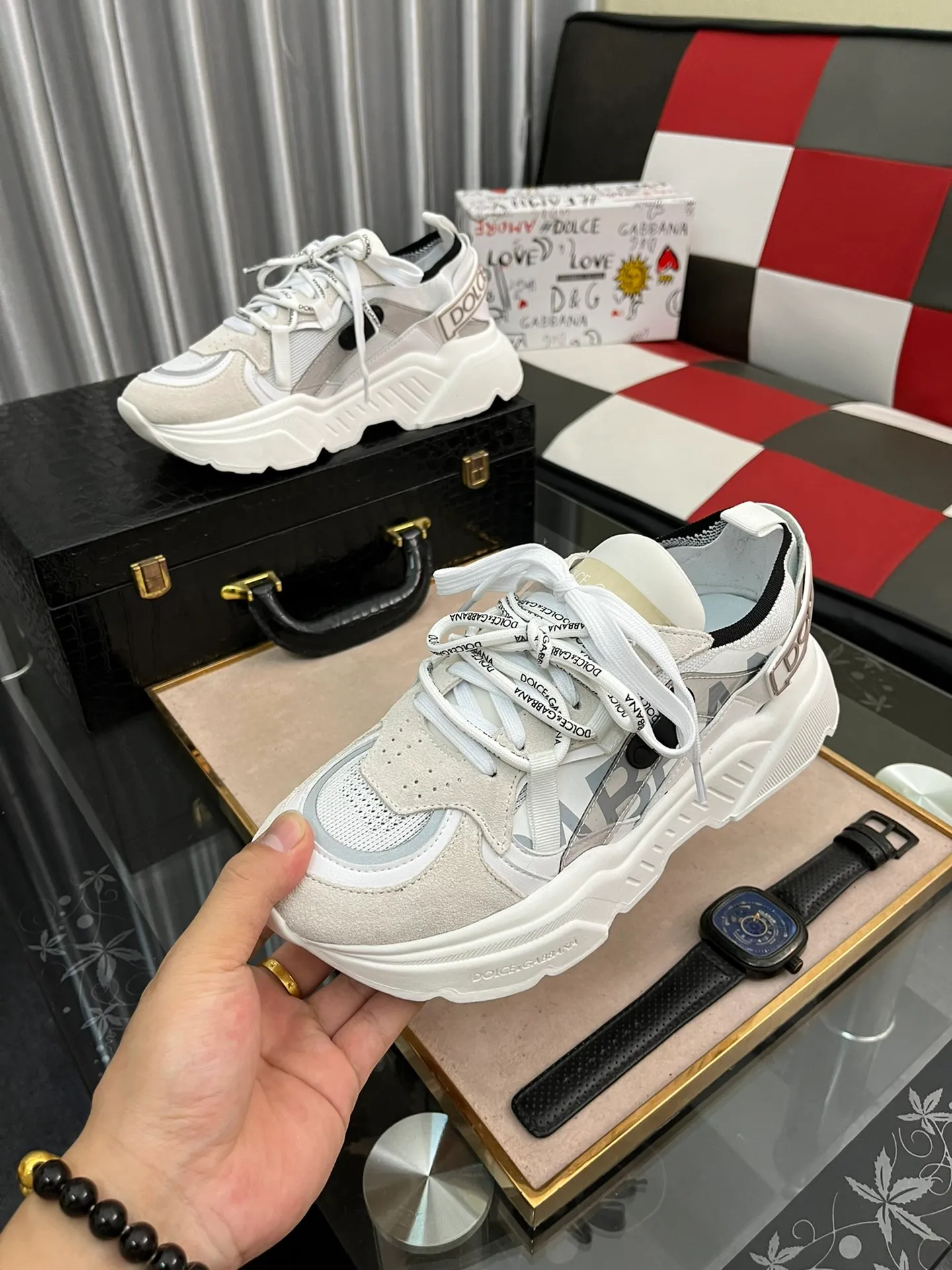Factory price 480⌚️⌚️DG high-end boutique men's casual sports shoes! Imported original cowhide, 5D printing decoration on the edge of the sole, imported original hardware, exquisite luxury, super A level! Compared with the genuine product at the counter, the version is no worse at all! Size: 38-44